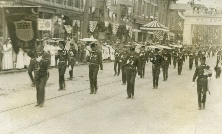 men with parasols