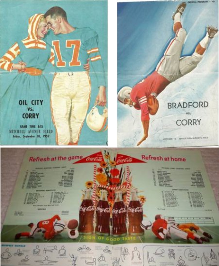 1958/59 Corry HS Football Programs vs Bradford / Oil City